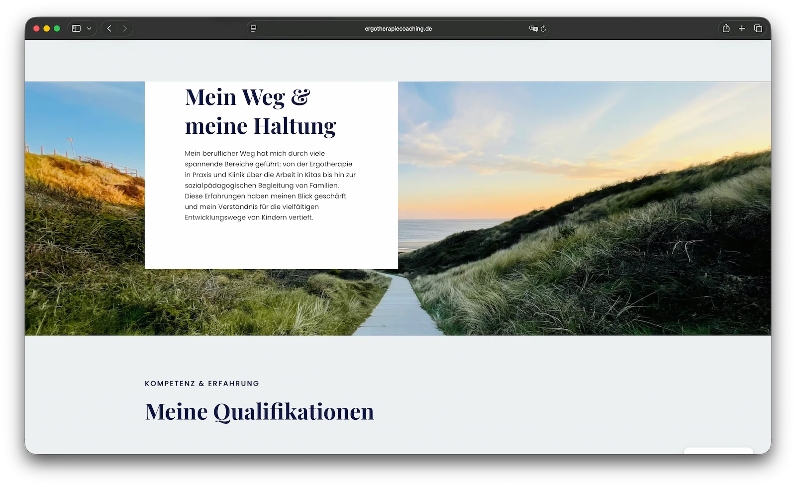 Cornelia Jaeger Ergotherapie website shown on laptop